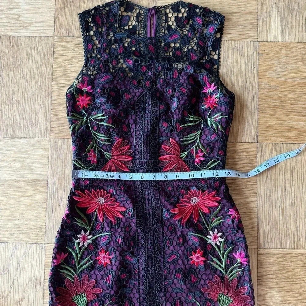 NWT Karen Millen US 4 Lace Mini Dress Leopard Floral Embroidery Sleeveless - Picture 13 of 15
